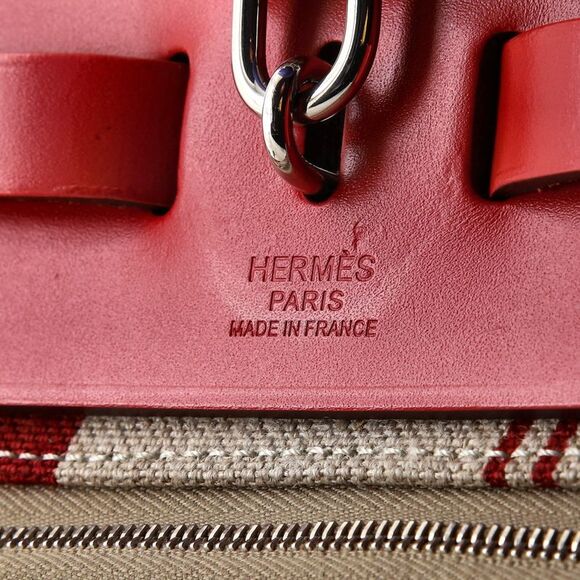 Hermes Herbag Zip H Vibration Toile and Leather 31 Neutral, Red, Multicolor - Picture 8 of 9